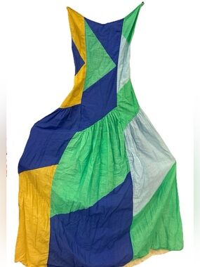 Celandine Anthropologie Colorblock Cotton Maxi Dress Coastal Resort Cotton M
